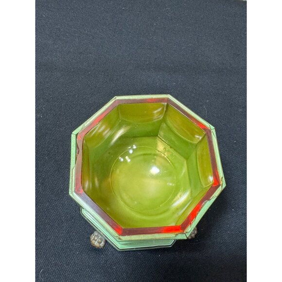 Lucite by Empire Dresser Box with Amber Glass Insert Lid Base Stamped On… - Picture 3 of 15